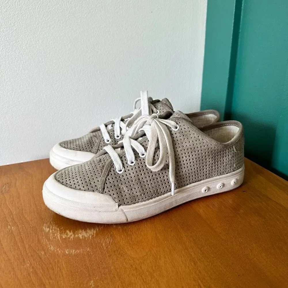 Rag & Bone Women’s Standard Issue Perforated Grey Suede Leather Low Top Sneaker